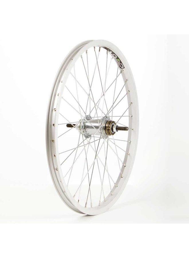 Wheel Shop, Rear 20" Wheel, 36H Silver Ally Single Wall Ev E Tur 20/ Silver Shiman CB-E110 Nutted Axle Coaster Brake Hub, Steel Spkes