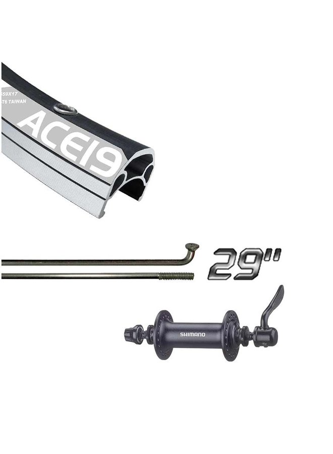 Wheel Shp, Frnt 29'' Wheel Alex ACE19 With eyeletsBlack / Acera T300 Black, 32 DT Stainless Black Spkes, QR Axle