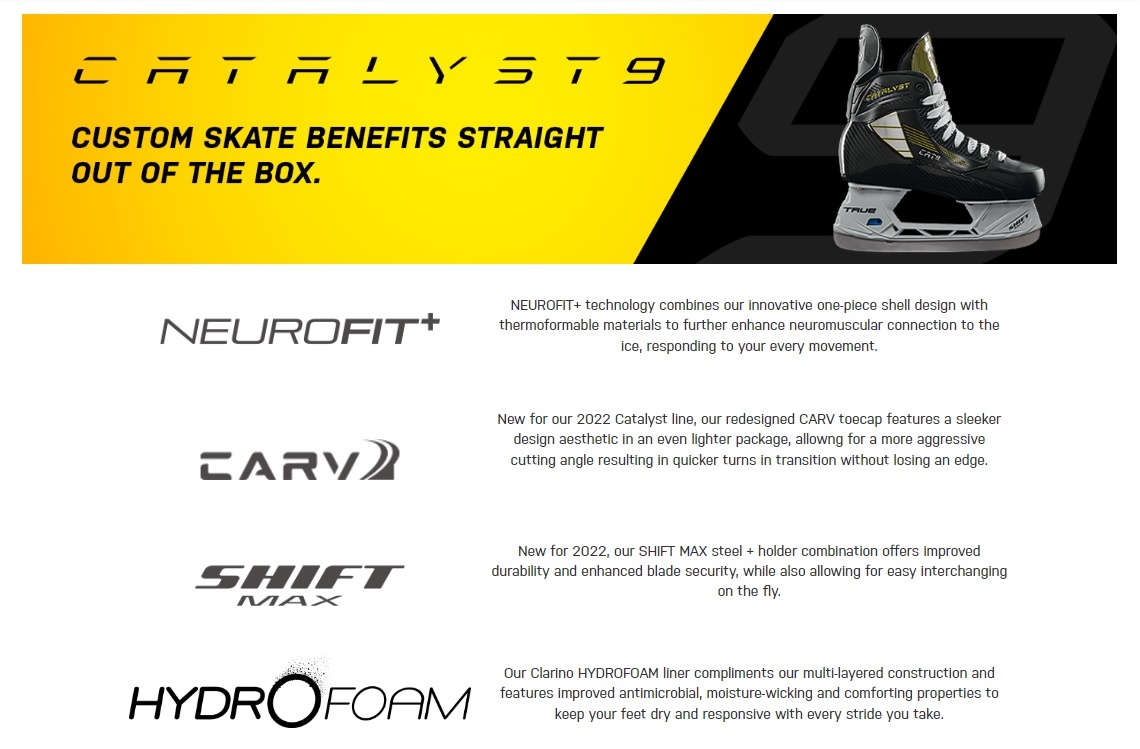 2022 TRUE SK CATALYST 9 HOCKEY SKATE SR -Sports Equipment Shop catalyst9 banner