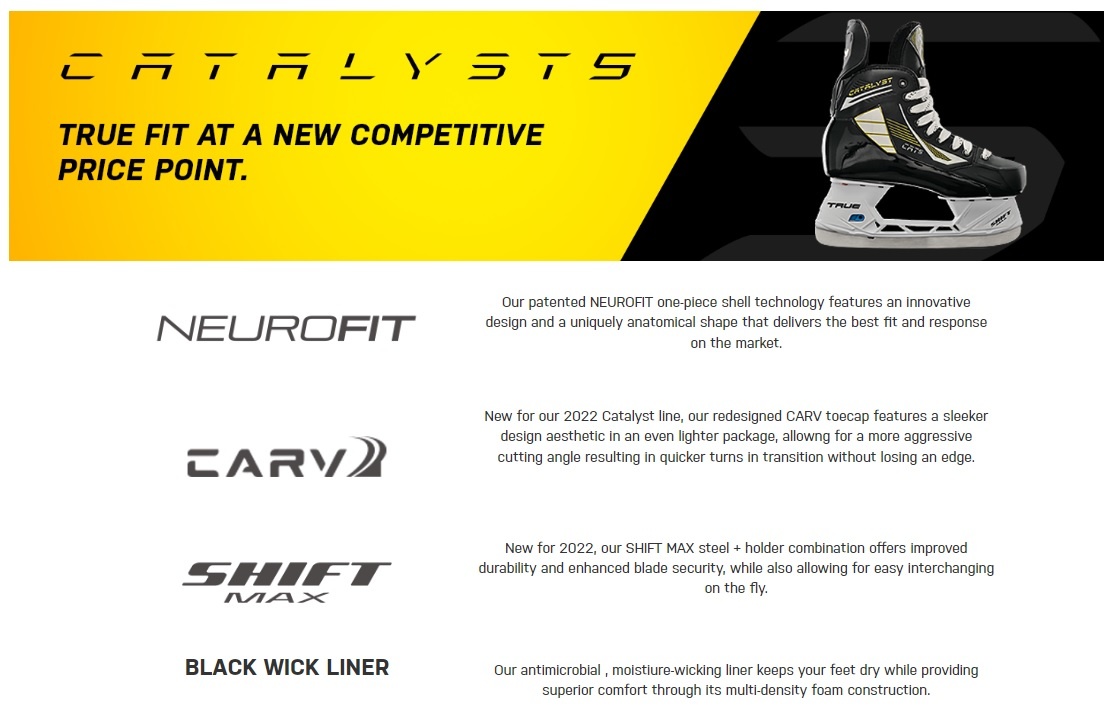 2022 TRUE SK CATALYST 5 HOCKEY SKATE JR -Sports Equipment Shop catalyst5 banner