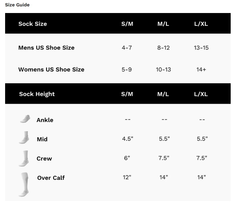 OUTWAY PERFORMANCE CREW SOCKS -Sports Equipment Shop outway sizing