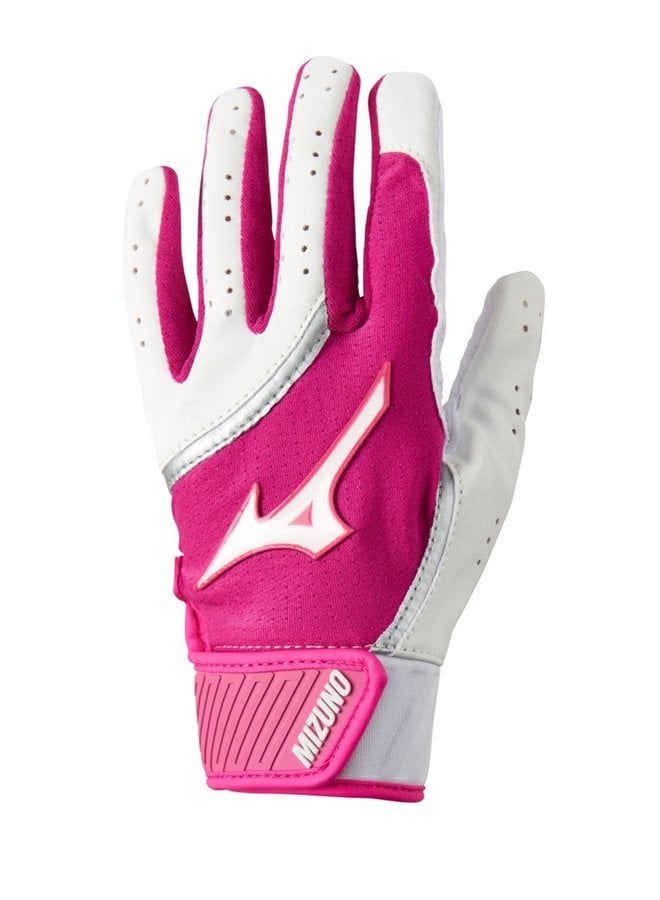 2022 MIZUNO MVP YTH TEE BALL Batting Glove White - Pink O/S