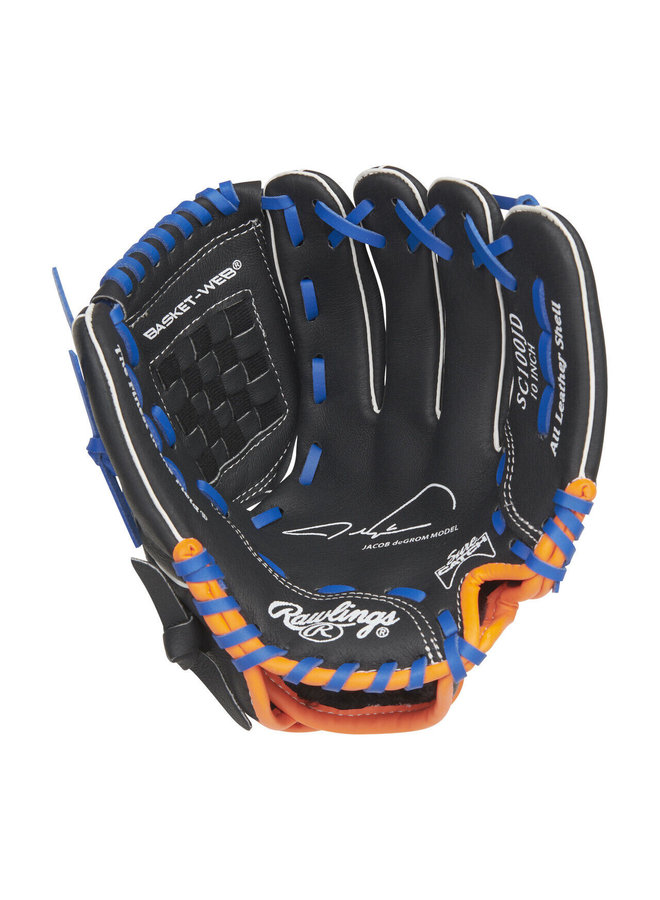 RAWLINGS SURE CATCH BASEBALL GLOVE 10" BLACK/BLUE/ORANGE RHT