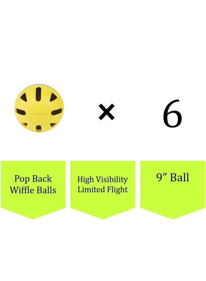EASTON 9" POP BACK WIFFLE BALLS | 6 PACK