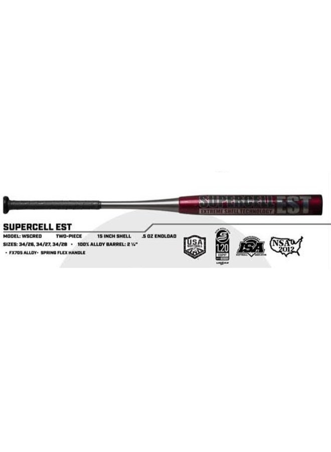 2023 WORTH EST SUPERCELL ALLOY RED 15" SLOWPITCH BAT USSSA