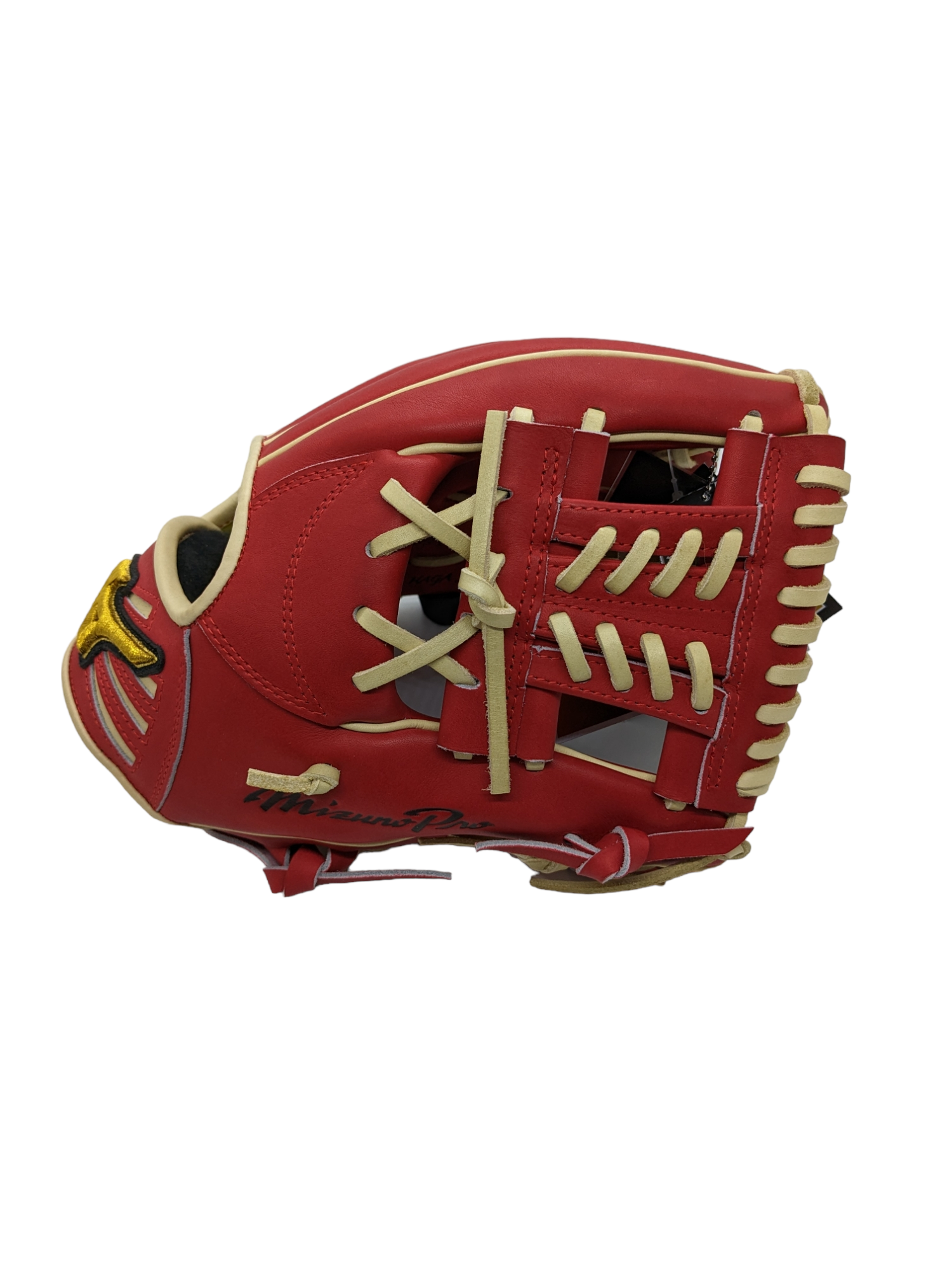 MIZUNO PRO LTD BALL GLOVE MADE IN HAGA JAPAN RED-BLACK 12 RHT