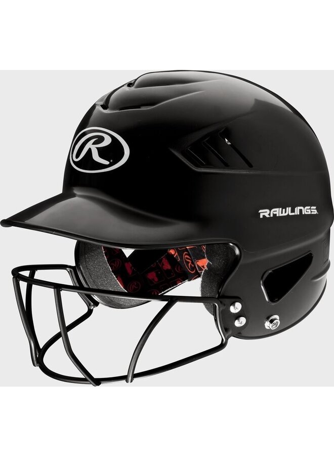 RAWLINGS COOLFLO BATTING HELMET  BLACK OSFM WITH CAGE
