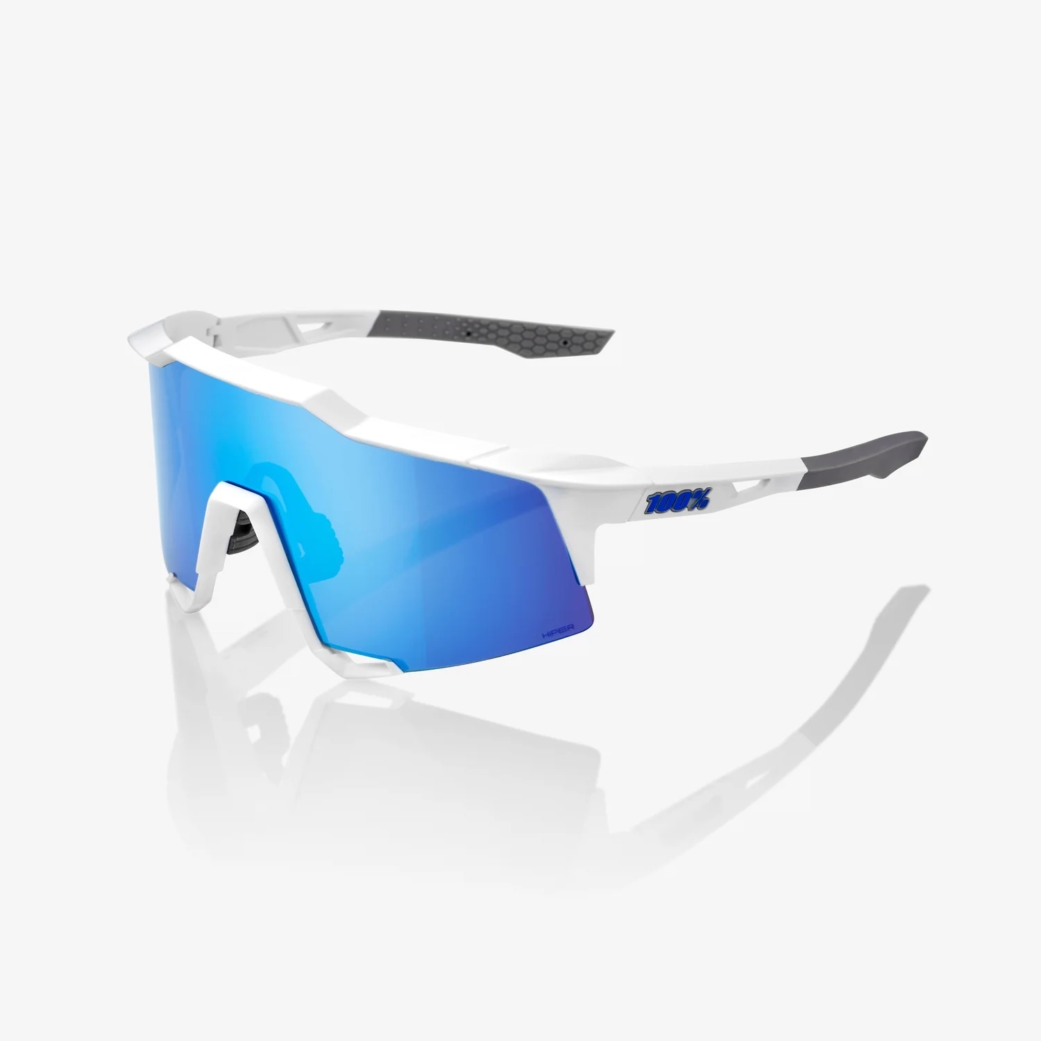 100% Speedcraft Sunglasses, Matte White frame - HiPER Blue