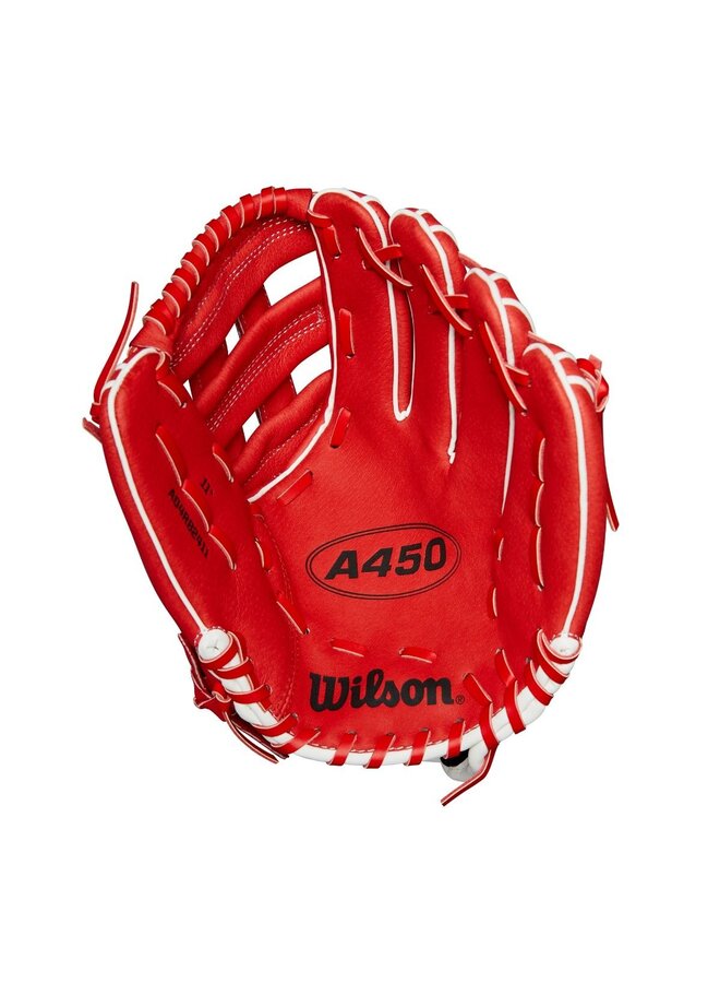 WILSON A450 BALL GLOVE 11" RED - WHITE RHT