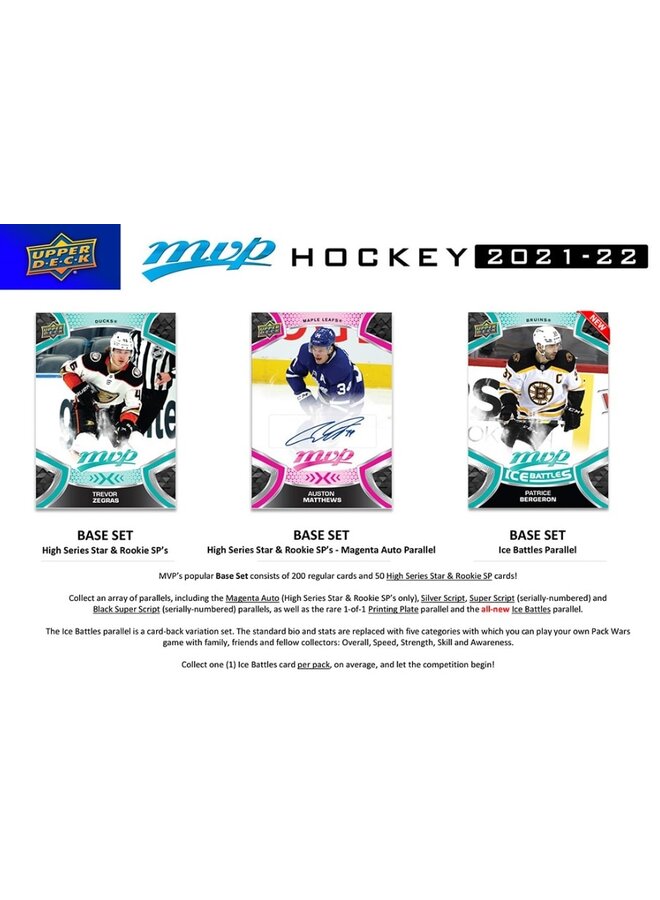 2021-22 Upper Deck MVP Hockey Cards (per pack)