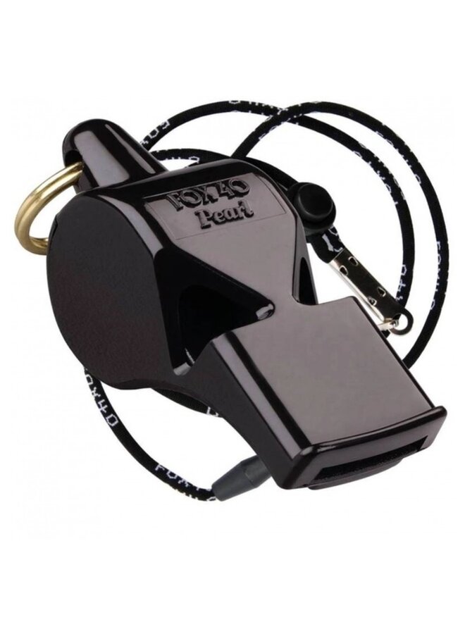 FOX 40 PEARL SAFETY WHISTLE WITH LANYARD BLACK