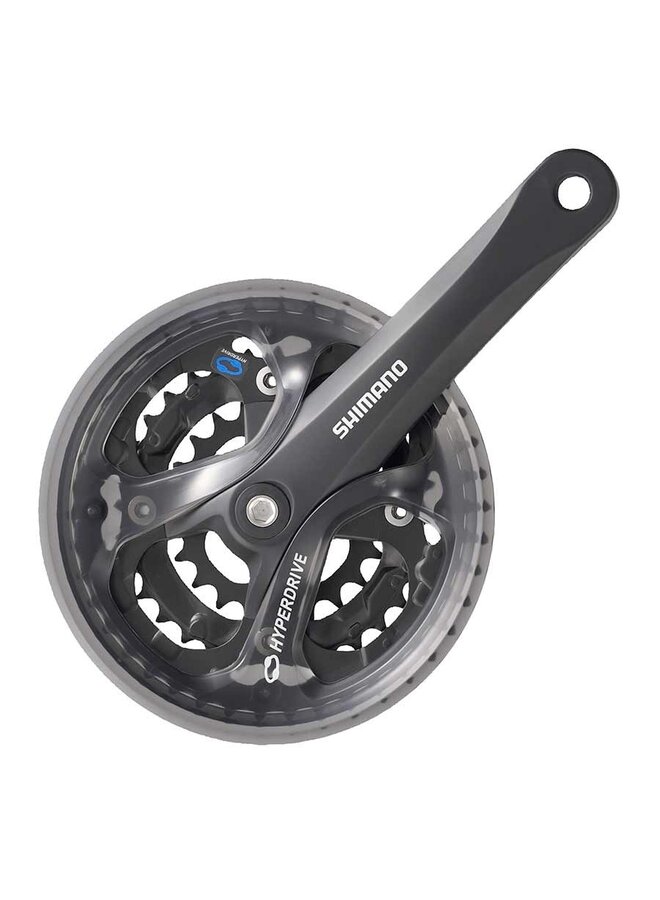 SHIMANO FRONT CHAINWHEEL, FC-M361-L, FOR REAR 7/8-SPEED, 170MM, 48X38X28TFOR HG-CHAIN, W/CHAIN GUARD, CHAIN CASE COMPATIBLE, BLACK