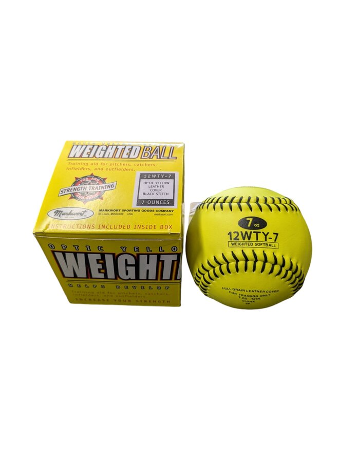 MARKWORT WEIGHTED YELLOW LEATHER 12" SOFTBALL