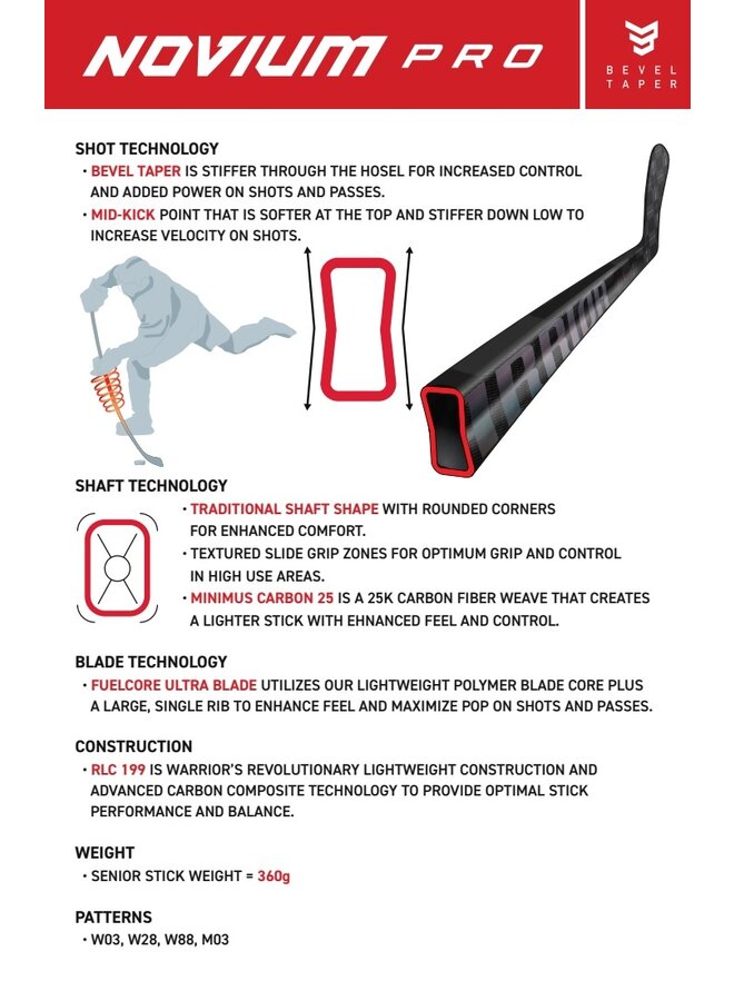 2022 WARRIOR STK NOVIUM PRO HOCKEY STICK - INT