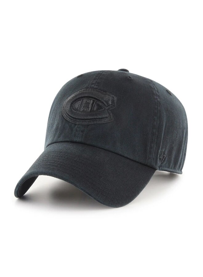 47 BRAND NHL CLEAN UP HAT OSFM BLACK ON BLACK