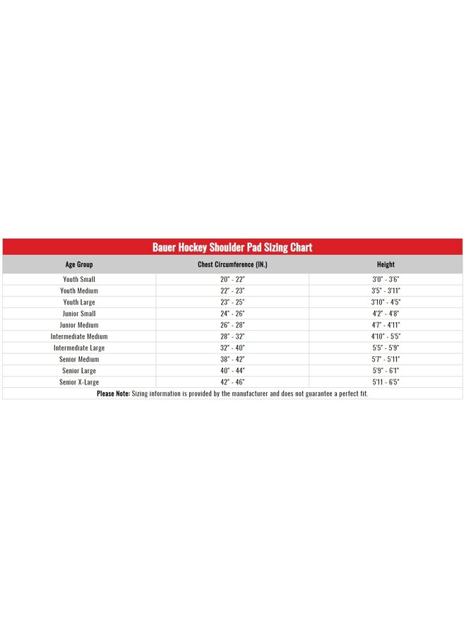 2022 BAUER SP VAPOR HYPERLITE SHOULDER PADS INTR