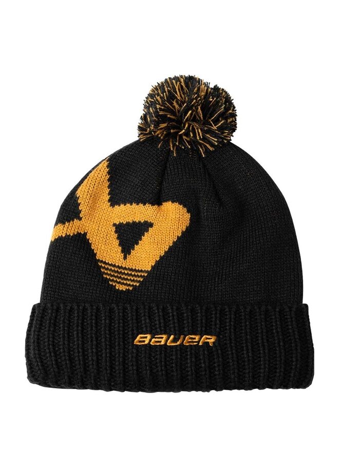 S24 BAUER INTARSIA KNIT POM TOQUE SR BLACK/YELLOW