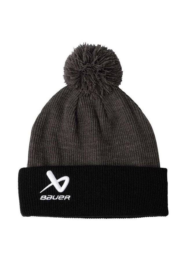 S24 BAUER 2TONE KNIT POM TOQUE YTH BLACK/GREY