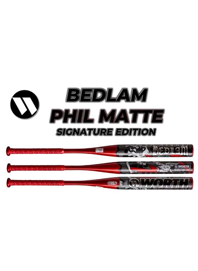 2025 WORTH WORTH BEDLAM XL 1PC - PHIL MATTE 13" SLOWPITCH BAT USSSA