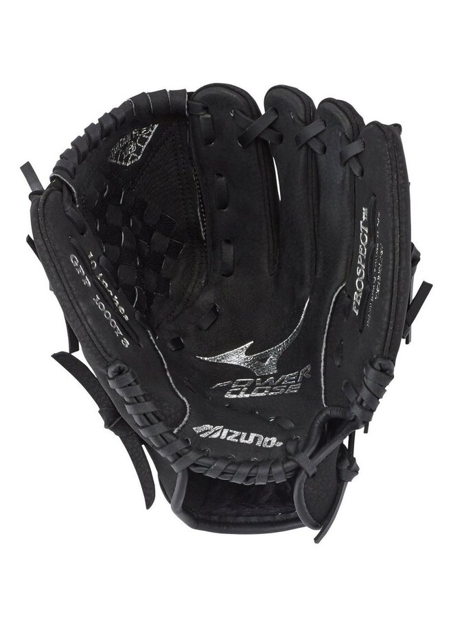 MIZUNO PROSPECT SERIES POWERCLOSE BASEBALL GLOVE 10" BLACK LHT