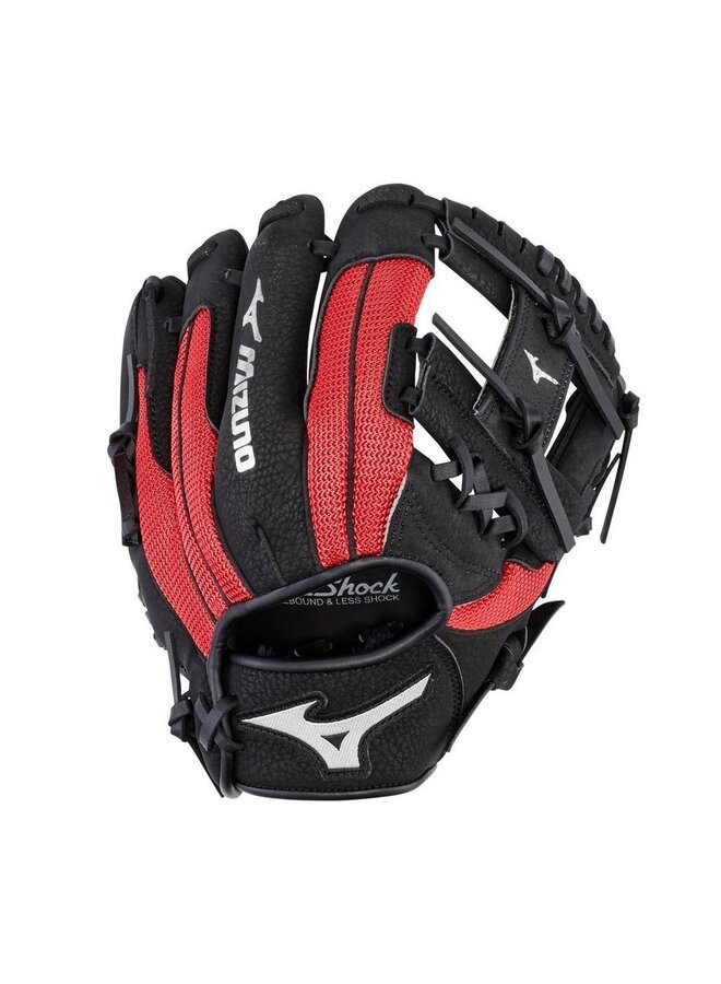 MIZUNO PROSPECT SERIES POWERCLOSE BASEBALL GLOVE 10" BLACK - RED RHT