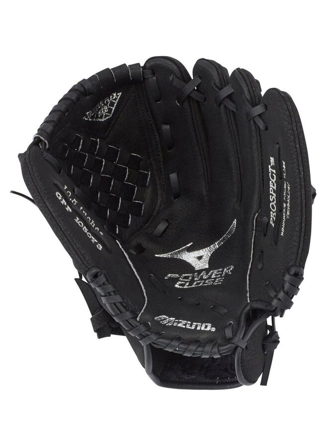 MIZUNO PROSPECT SERIES POWERCLOSE BASEBALL GLOVE 10.5" BLACK RHT