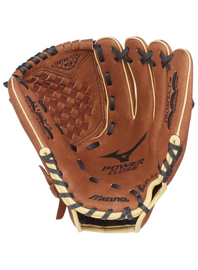 MIZUNO PROSPECT SERIES POWERCLOSE BASEBALL GLOVE 11" CHESTNUT