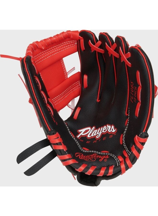 RAWLINGS "PLAYERS" SERIES BASEBALL GLOVE YOUTH 10" BLACK/RED RHT