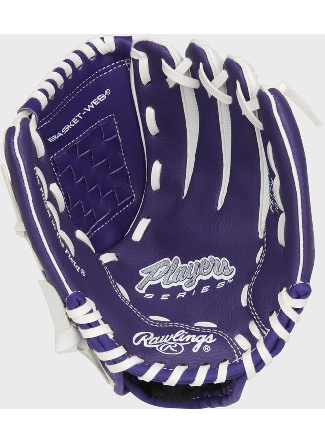 RAWLINGS "PLAYERS" SERIES BASEBALL GLOVE YOUTH 10" PURPLE/WHITE RHT