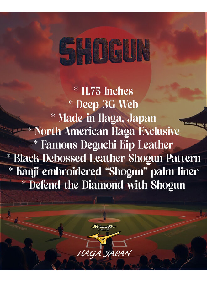 2025 MIZUNO PRO LTD SHOGUN BALL GLOVE MADE IN HAGA JAPAN BROWN/BLACK 11.75" RHT