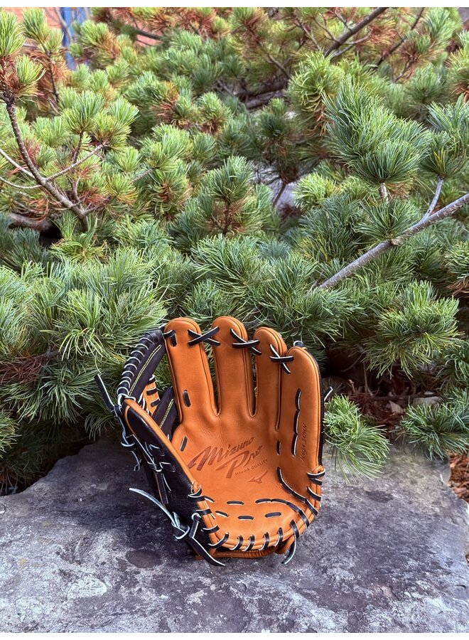2025 MIZUNO PRO LTD SHOGUN BALL GLOVE MADE IN HAGA JAPAN BROWN/BLACK 11.75" RHT