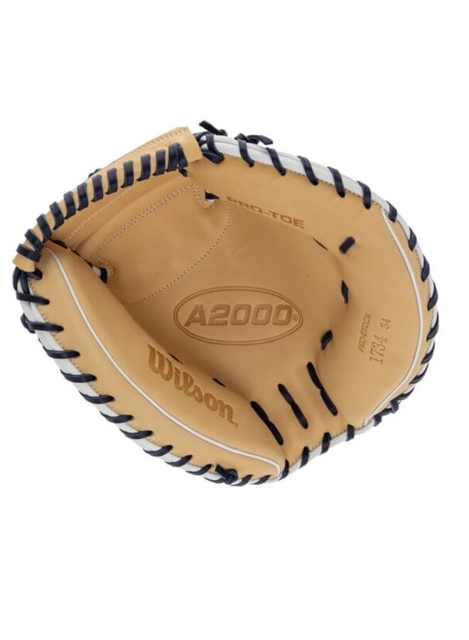 WILSON A2000 SUPERSKIN SA34 CATCHER MITT 34" BLONDE/NAVY