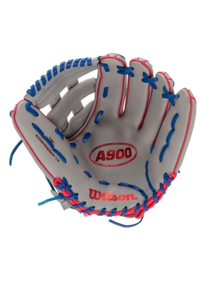 Wilson A900 PF12 Pedroia Fit 12" Baseball Glove Grey - Royal - Red