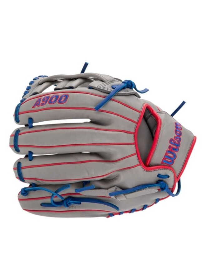 Wilson A900 PF12 Pedroia Fit 12" Baseball Glove Grey - Royal - Red