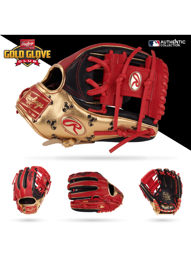 RAWLINGS GOLD GLOVE 11.5" BASEBALL GLOVE JUNE 2025 GOTM RED/BLACK/GOLD