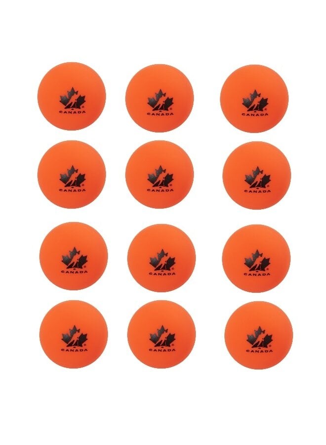 TEAM CANADA STREET HOCKEY BALL 65MM 50G MEDIUM ORANGE 12 PACK