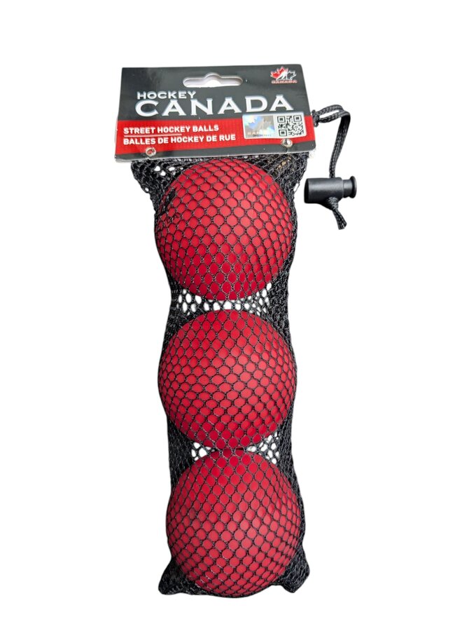 TEAM CANADA STREET HOCKEY BALL 65MM 50G HARD RED 3 PACK