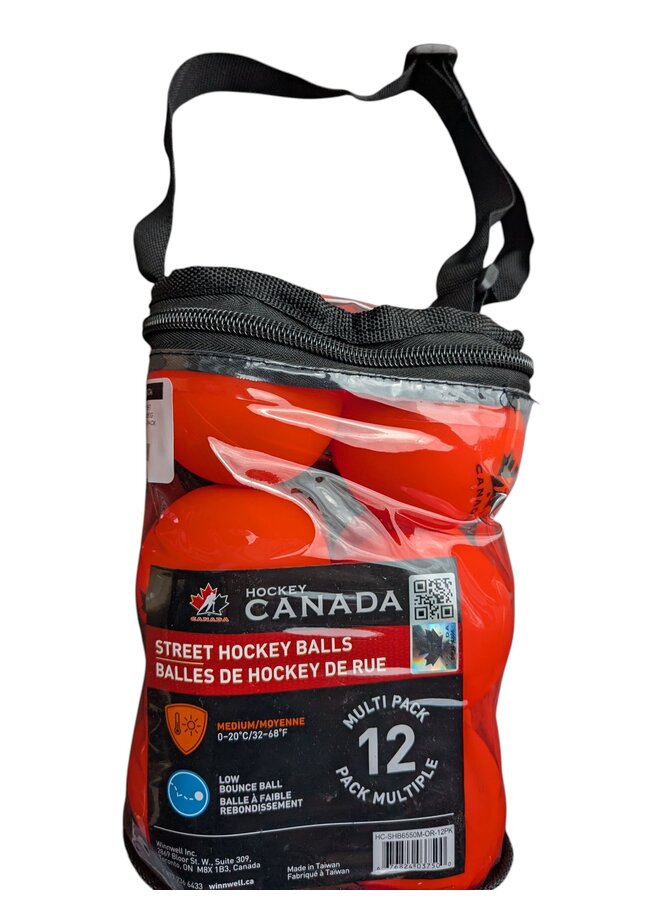 TEAM CANADA STREET HOCKEY BALL 65MM 50G MEDIUM ORANGE 12 PACK