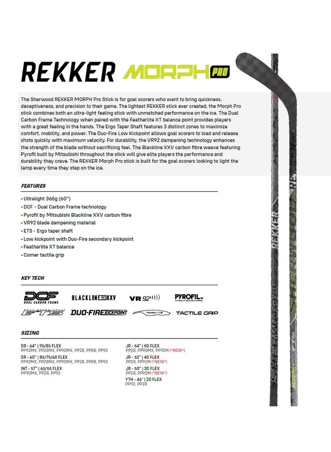 2025 SHERWOOD HS REKKER MORPH PRO STICK JR 50
