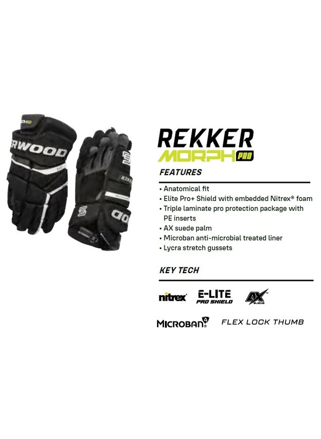 2025 SHERWOOD HG REKKER MORPH PRO HOCKEY GLOVE JR