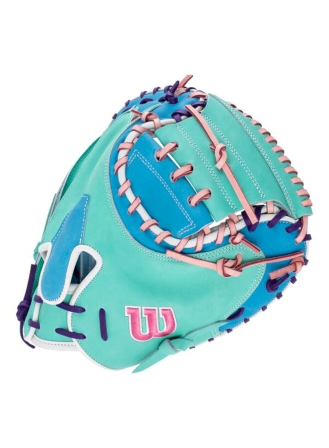 2025 FALL WILSON A2K 1734 CM34 CATCHERS MITT 34" SEAFOAM SKY BLUE
