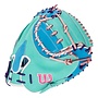 2025 FALL WILSON A2K 1734 CM34 CATCHERS MITT 34" SEAFOAM SKY BLUE