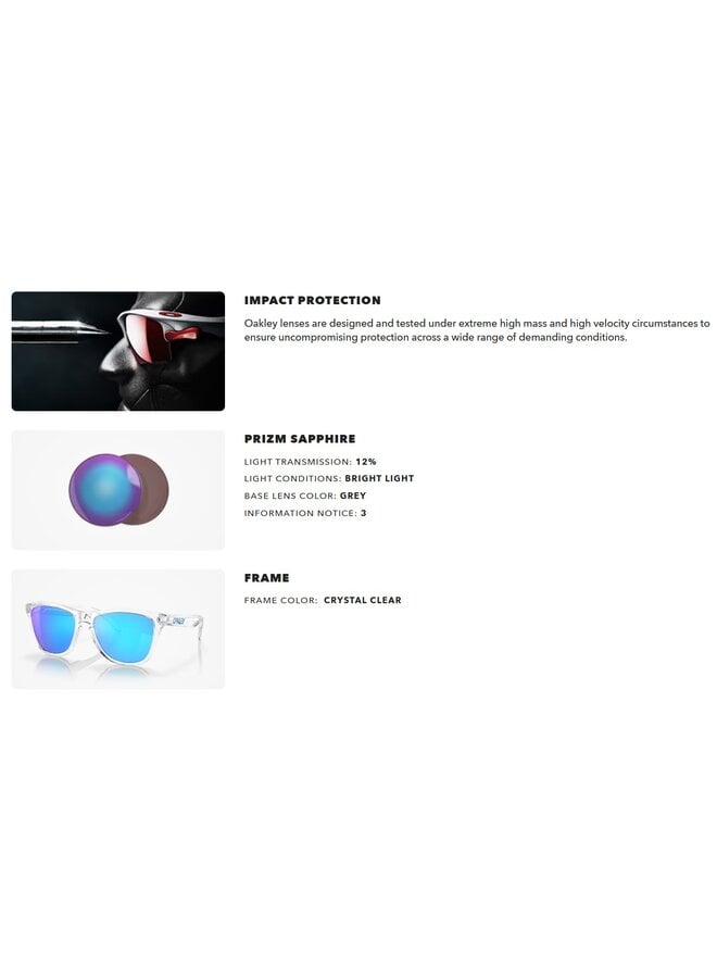 Oakley Frogskins Crystal Clear w/Prizm Sapphire Iridium