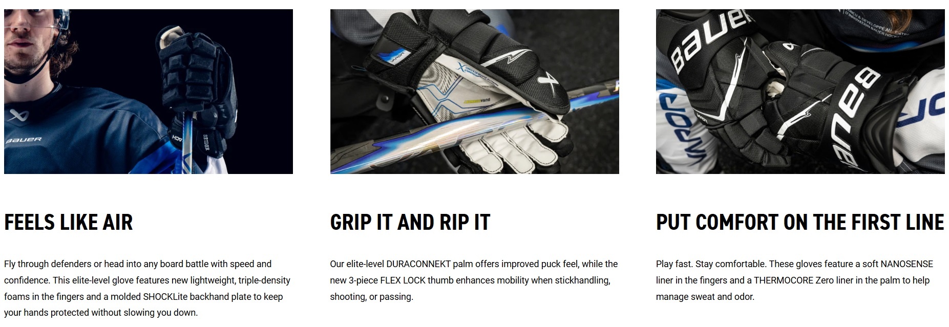 bauer vapor flylite hockey gloves