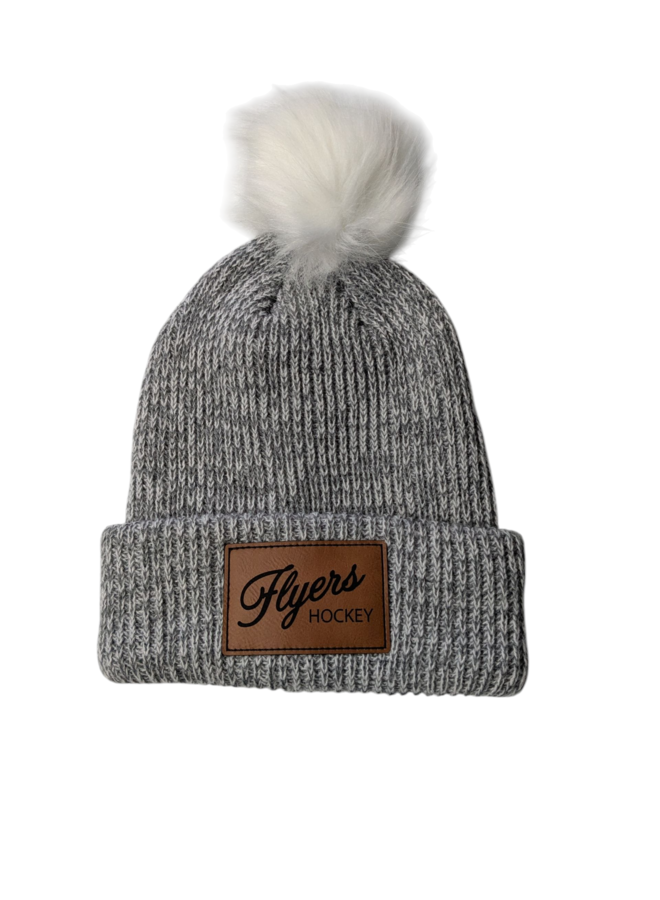 2025/26 ASSOCIATION GREY WITH WHITE POM TOQUE SACKVILLE FLYERS FAUX LEATHER  PATCH OSFM