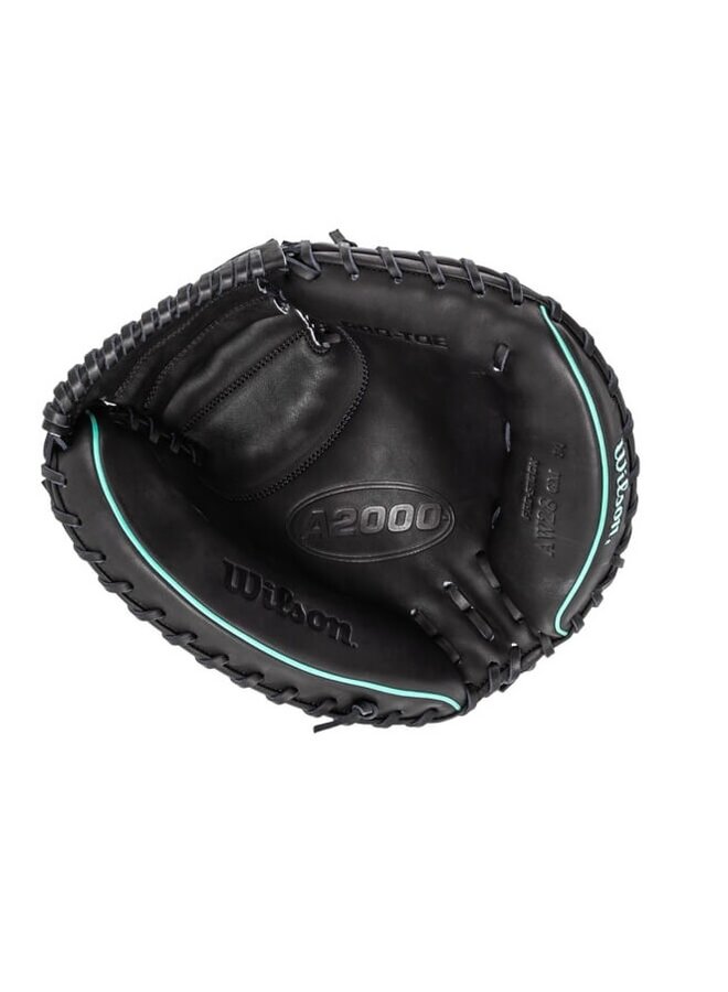 2025 FALL WILSON A2000 AUSTIN WELLS GM CATCHERS MITT 34" BLACK CAMO SEAFOAM