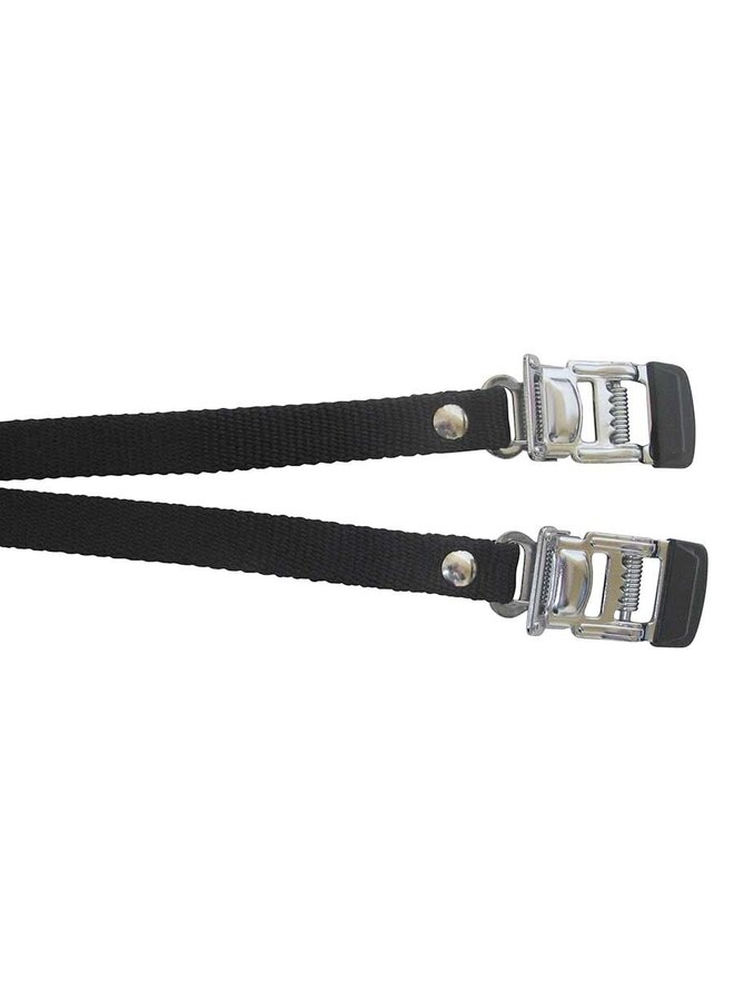 EVO, Nylon toe clip straps with steel buckle, Black