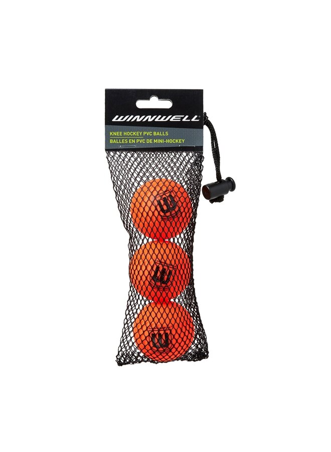 WINNWELL KNEE HOCKEY BALL 50MM PVC ORANGE 3-PACK