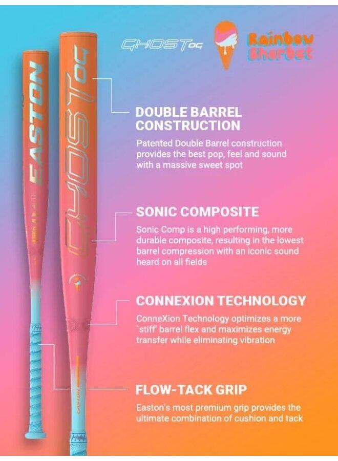 2025 Easton Ghost OG Rainbow Sherbet Fastpitch Bat
