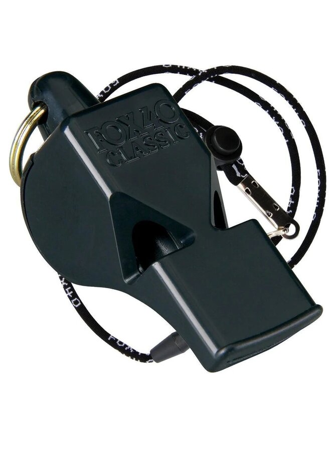 FOX 40 CLASSIC SAFETY WHISTLE WITH LANYARD BLACK